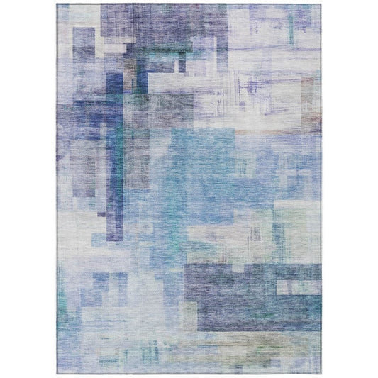 LOOMLAN Rugs Mireya Blue Washable Indoor-Outdoor Rug
