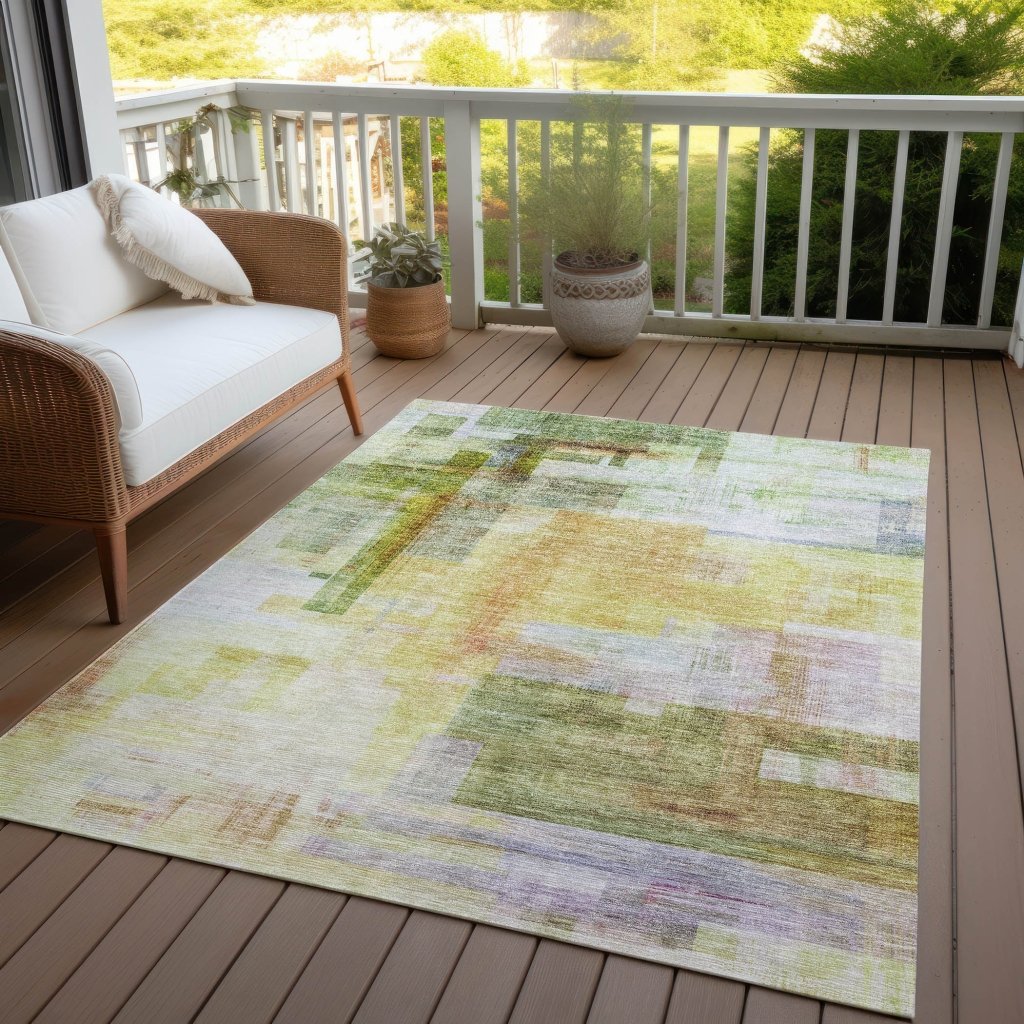 LOOMLAN Rugs Mireya Green Washable Indoor-Outdoor Rug
