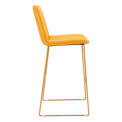 Mode Bar Chair (Set of 2) Yellow - Sideboards and Things Back Type_With Back, Brand_Zuo Modern, Color_Yellow, Depth_20-30, Finish_Powder Coated, Height_40-50, Materials_Metal, Materials_Upholstery, Metal Type_Steel, Number of Pieces_2PC Set, Product Type_Bar Height, Upholstery Type_Leather, Upholstery Type_Vegan Leather, Width_20-30