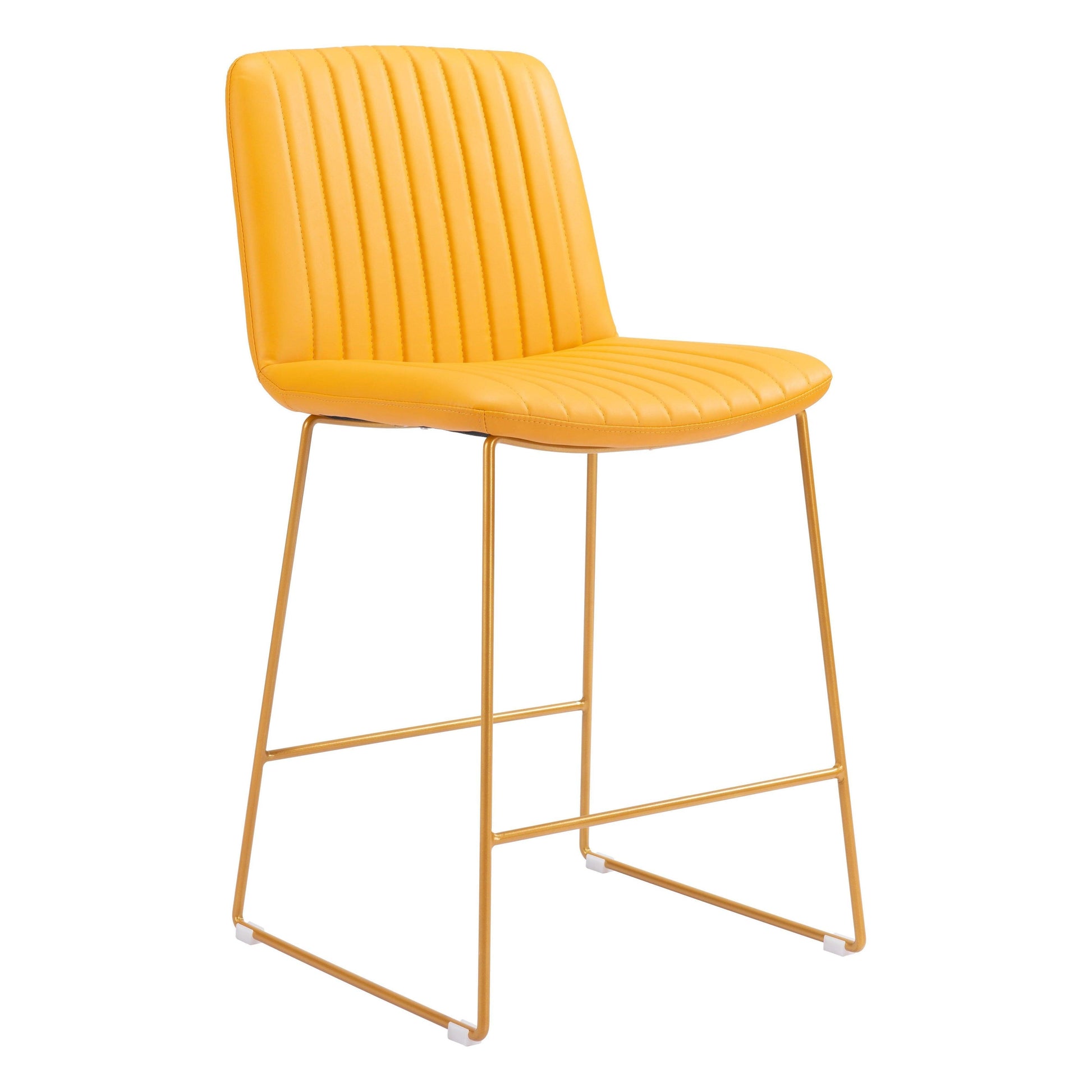 Mode Counter Chair (Set of 2) Yellow - Sideboards and Things Back Type_With Back, Brand_Zuo Modern, Color_Yellow, Depth_20-30, Finish_Powder Coated, Height_30-40, Materials_Metal, Materials_Upholstery, Metal Type_Steel, Number of Pieces_2PC Set, Product Type_Counter Height, Upholstery Type_Leather, Upholstery Type_Vegan Leather, Width_20-30
