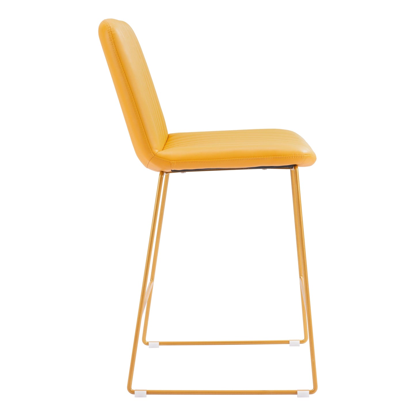 Mode Counter Chair (Set of 2) Yellow - Sideboards and Things Back Type_With Back, Brand_Zuo Modern, Color_Yellow, Depth_20-30, Finish_Powder Coated, Height_30-40, Materials_Metal, Materials_Upholstery, Metal Type_Steel, Number of Pieces_2PC Set, Product Type_Counter Height, Upholstery Type_Leather, Upholstery Type_Vegan Leather, Width_20-30