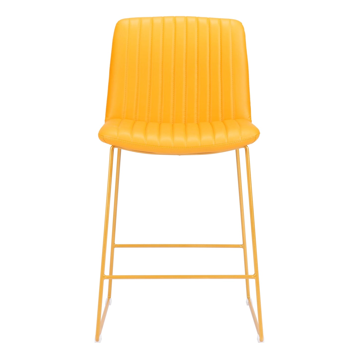 Mode Counter Chair (Set of 2) Yellow - Sideboards and Things Back Type_With Back, Brand_Zuo Modern, Color_Yellow, Depth_20-30, Finish_Powder Coated, Height_30-40, Materials_Metal, Materials_Upholstery, Metal Type_Steel, Number of Pieces_2PC Set, Product Type_Counter Height, Upholstery Type_Leather, Upholstery Type_Vegan Leather, Width_20-30