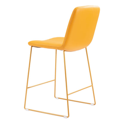 Mode Counter Chair (Set of 2) Yellow - Sideboards and Things Back Type_With Back, Brand_Zuo Modern, Color_Yellow, Depth_20-30, Finish_Powder Coated, Height_30-40, Materials_Metal, Materials_Upholstery, Metal Type_Steel, Number of Pieces_2PC Set, Product Type_Counter Height, Upholstery Type_Leather, Upholstery Type_Vegan Leather, Width_20-30