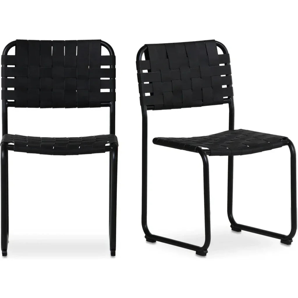 Moma Leather & Stainless Steel Dining Chair 2PC - LOOMLAN - Moe's Home - Dining Chairs