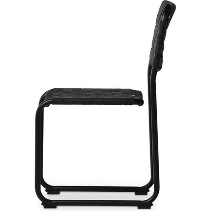 Moma Leather & Stainless Steel Dining Chair 2PC - LOOMLAN - Moe's Home - Dining Chairs