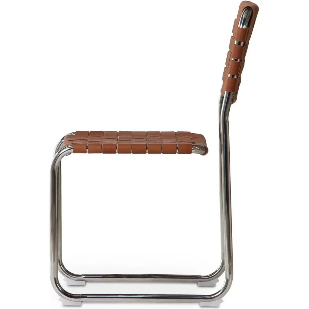 Moma Leather & Stainless Steel Dining Chair 2PC - LOOMLAN - Moe's Home - Dining Chairs