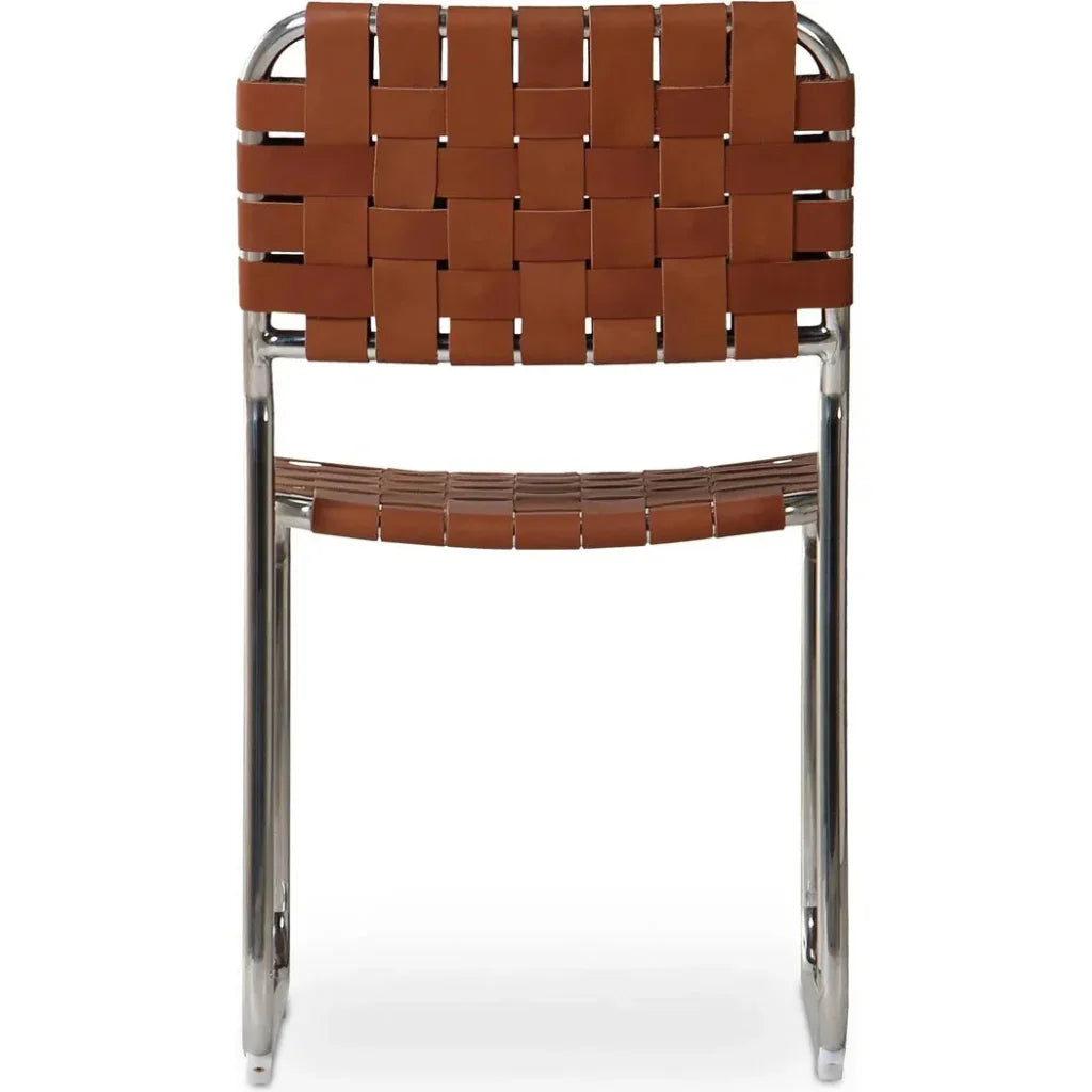 Moma Leather & Stainless Steel Dining Chair 2PC - LOOMLAN - Moe's Home - Dining Chairs