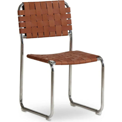 Moma Leather & Stainless Steel Dining Chair 2PC - LOOMLAN - Moe's Home - Dining Chairs