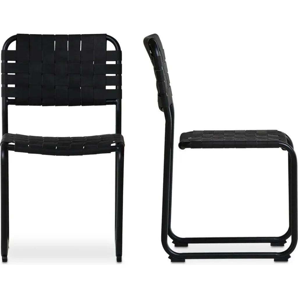 Moma Leather & Stainless Steel Dining Chair 2PC - LOOMLAN - Moe's Home - Dining Chairs