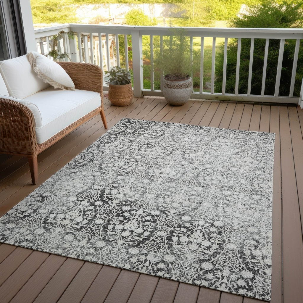 Monavia Charcoal Washable Indoor - Outdoor Rug - LOOMLAN - LOOMLAN Rugs - Outdoor Rugs