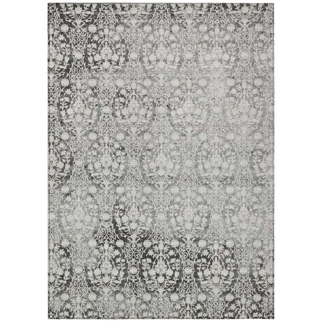 Monavia Charcoal Washable Indoor - Outdoor Rug - LOOMLAN - LOOMLAN Rugs - Outdoor Rugs