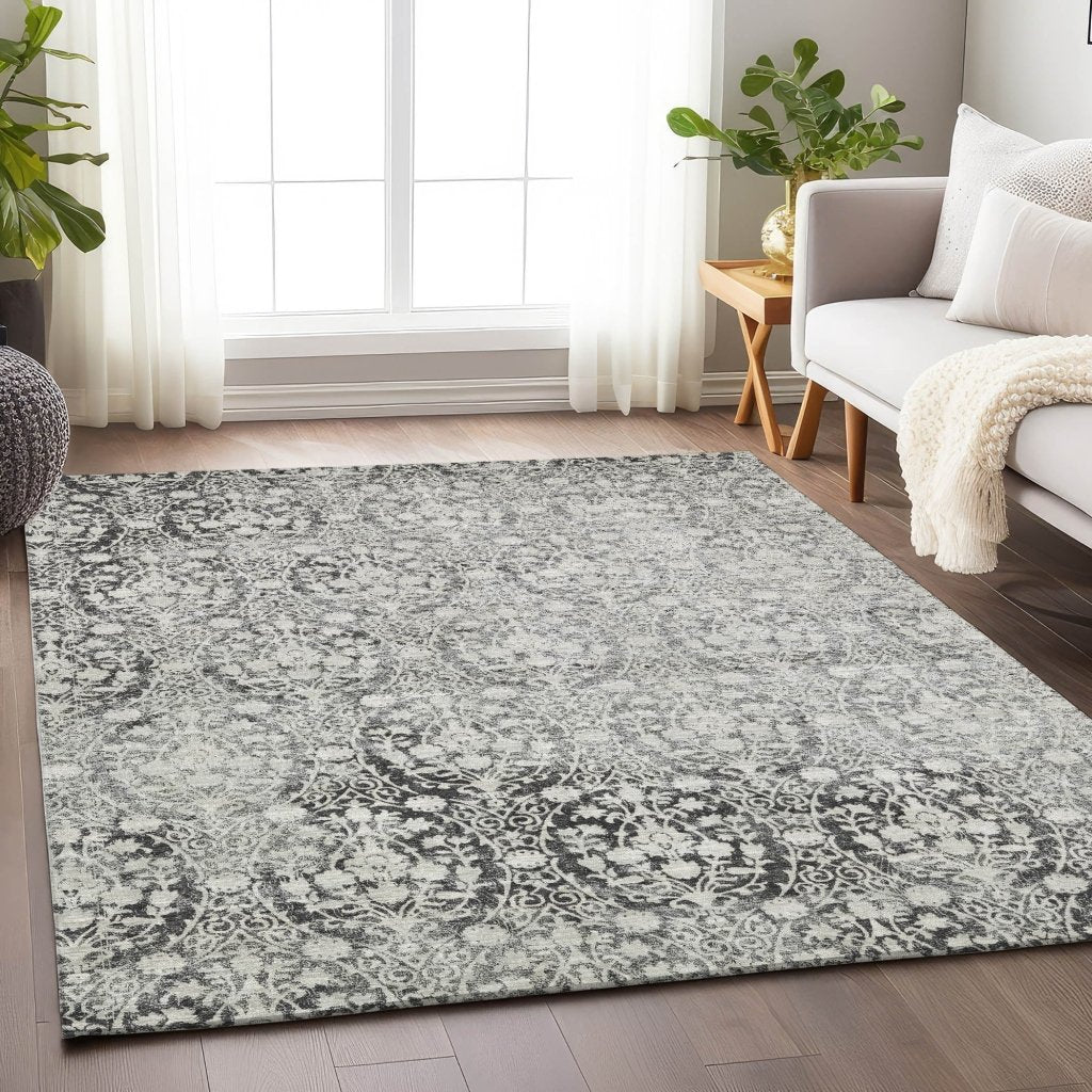 Monavia Charcoal Washable Indoor - Outdoor Rug - LOOMLAN - LOOMLAN Rugs - Outdoor Rugs