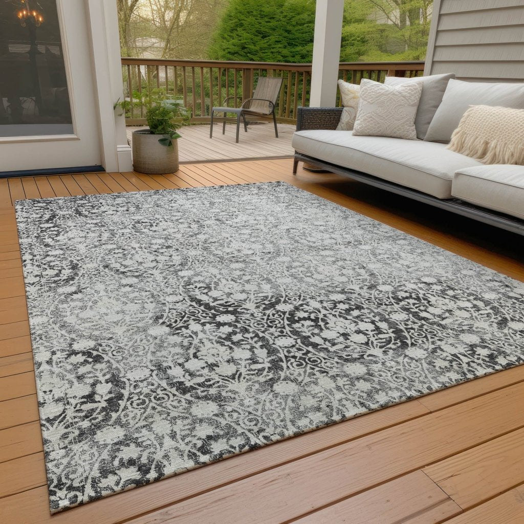Monavia Charcoal Washable Indoor - Outdoor Rug - LOOMLAN - LOOMLAN Rugs - Outdoor Rugs