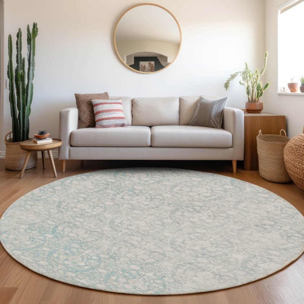 LOOMLAN Rugs Monavia Teal Washable Indoor-Outdoor Rug