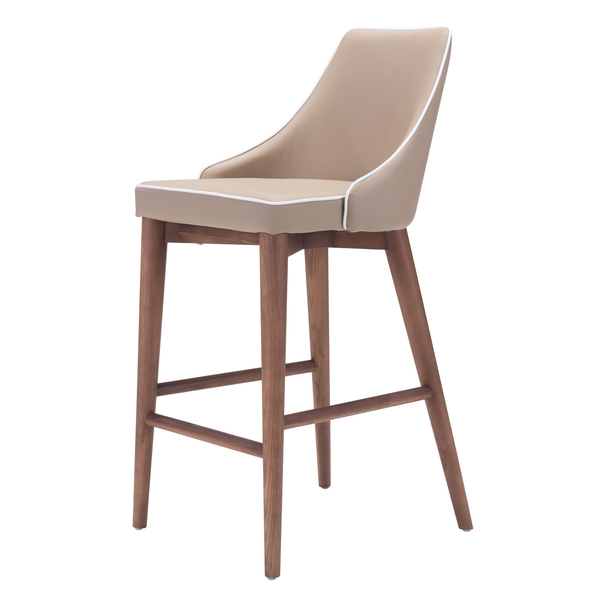 Moor Counter Chair Beige - Sideboards and Things Back Type_With Back, Brand_Zuo Modern, Color_Beige, Color_Brown, Depth_10-20, Height_30-40, Materials_Upholstery, Materials_Wood, Product Type_Counter Height, Upholstery Type_Leather, Upholstery Type_Vegan Leather, Width_10-20, Wood Species_Birch, Wood Species_Plywood