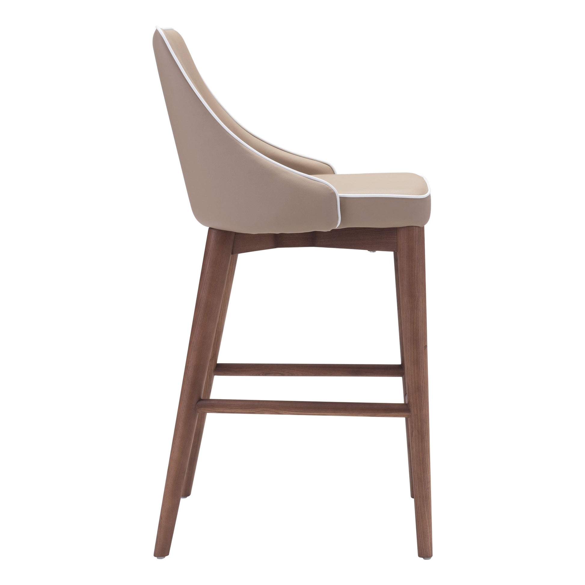 Moor Counter Chair Beige - Sideboards and Things Back Type_With Back, Brand_Zuo Modern, Color_Beige, Color_Brown, Depth_10-20, Height_30-40, Materials_Upholstery, Materials_Wood, Product Type_Counter Height, Upholstery Type_Leather, Upholstery Type_Vegan Leather, Width_10-20, Wood Species_Birch, Wood Species_Plywood