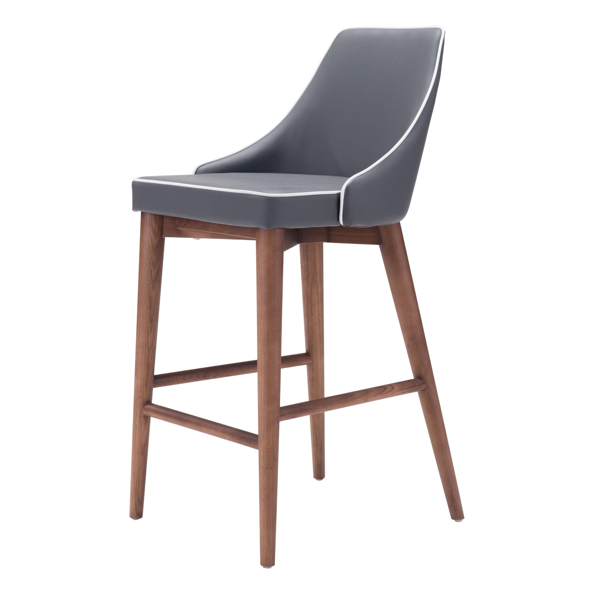 Moor Counter Chair Dark Gray - Sideboards and Things Back Type_With Back, Brand_Zuo Modern, Color_Brown, Color_Gray, Depth_10-20, Height_30-40, Materials_Upholstery, Materials_Wood, Product Type_Counter Height, Upholstery Type_Leather, Upholstery Type_Vegan Leather, Width_10-20, Wood Species_Birch, Wood Species_Plywood