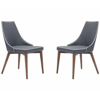 Moor Dining Chair (Set of 2) Dark Gray - Sideboards and Things Back Type_With Back, Brand_Zuo Modern, Color_Brown, Color_Gray, Depth_20-30, Height_30-40, Materials_Upholstery, Materials_Wood, Number of Pieces_2PC Set, Product Type_Dining Height, Upholstery Type_Leather, Upholstery Type_Vegan Leather, Width_10-20, Wood Species_Birch, Wood Species_Plywood