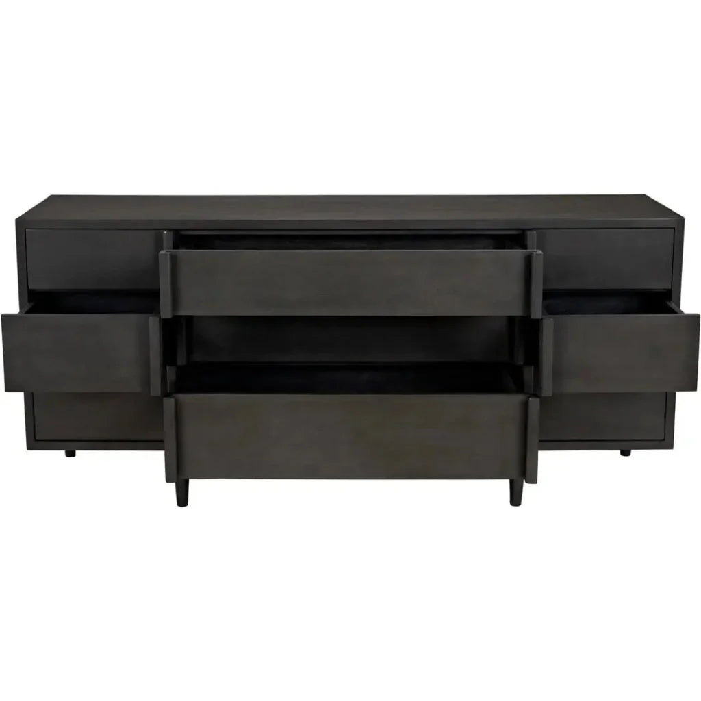 Noir Morten Nine Drawers Wood Dresser