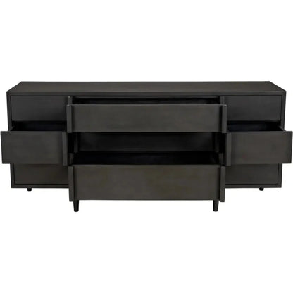 Noir Morten Nine Drawers Wood Dresser