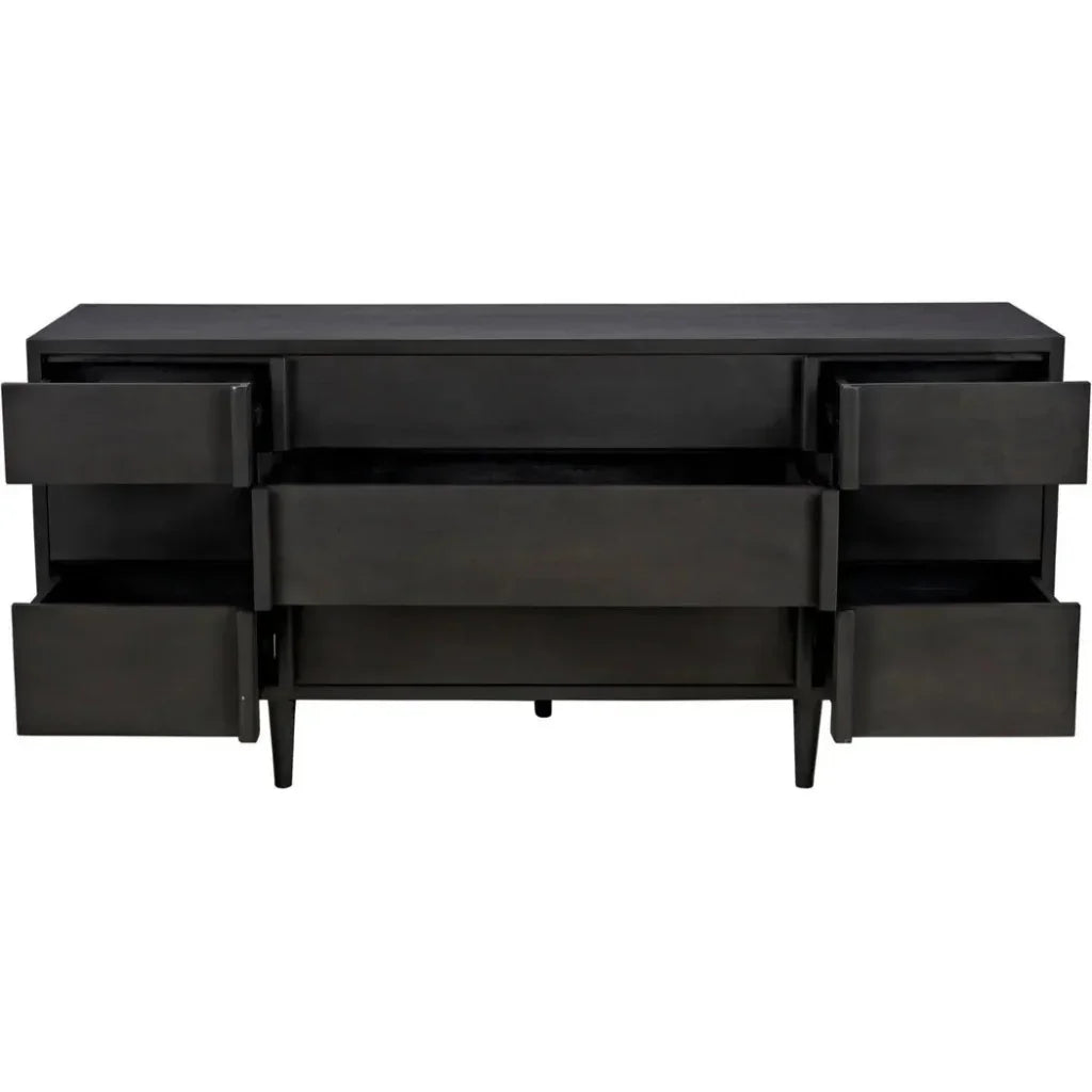 Noir Morten Nine Drawers Wood Dresser