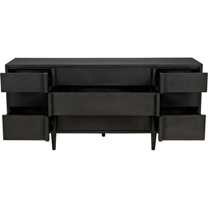 Noir Morten Nine Drawers Wood Dresser