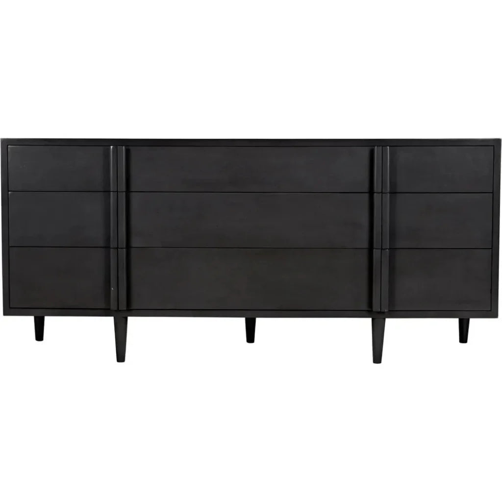 Noir Morten Nine Drawers Wood Dresser