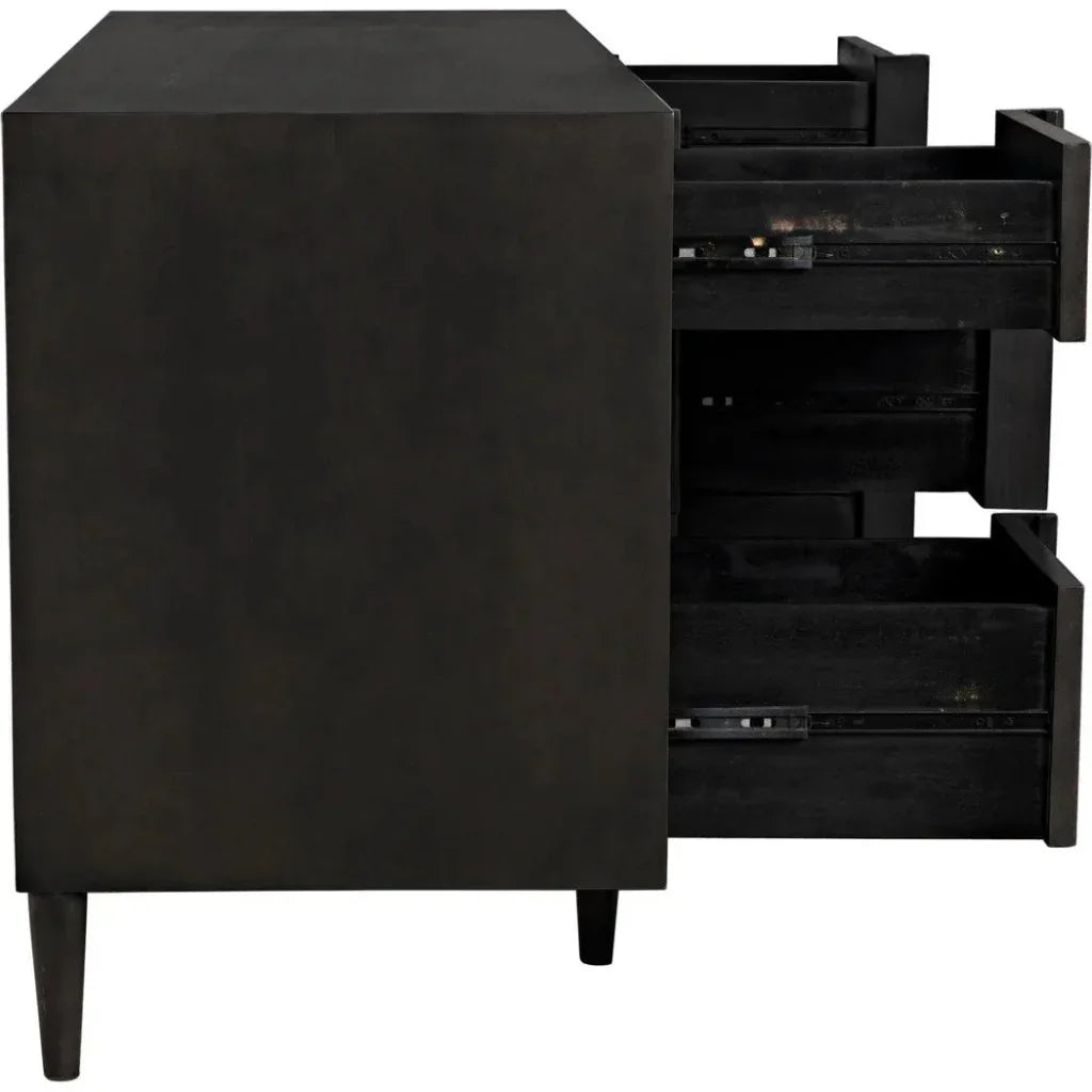 Noir Morten Nine Drawers Wood Dresser