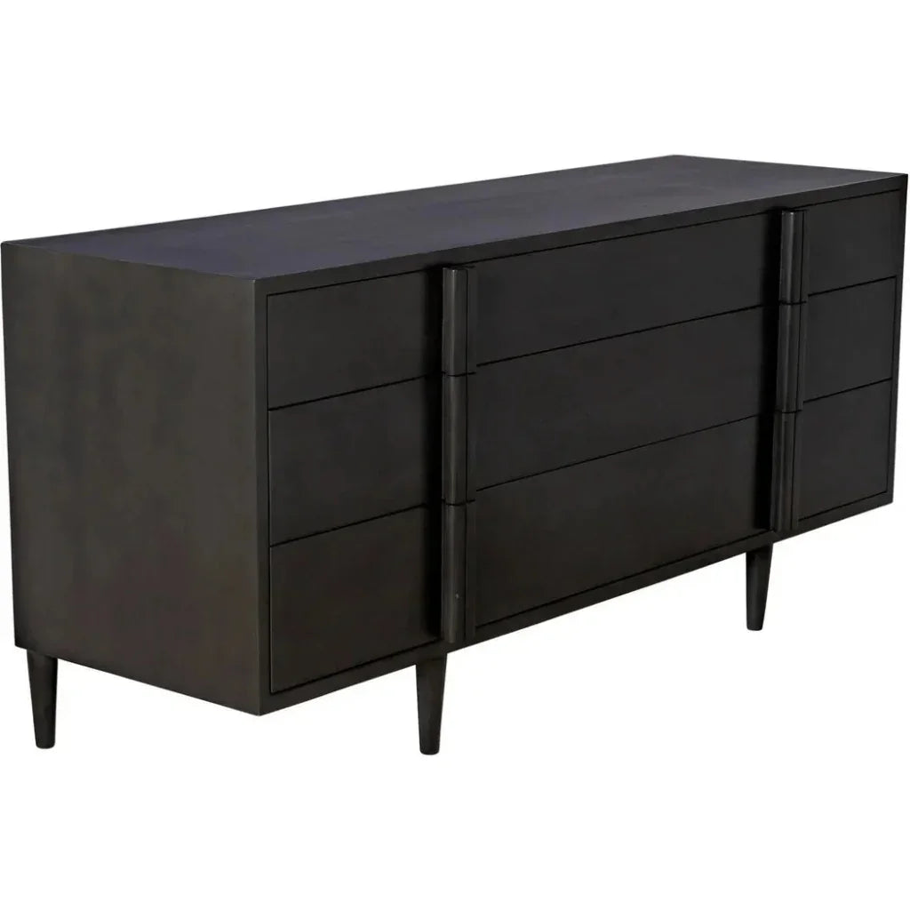 Noir Morten Nine Drawers Wood Dresser