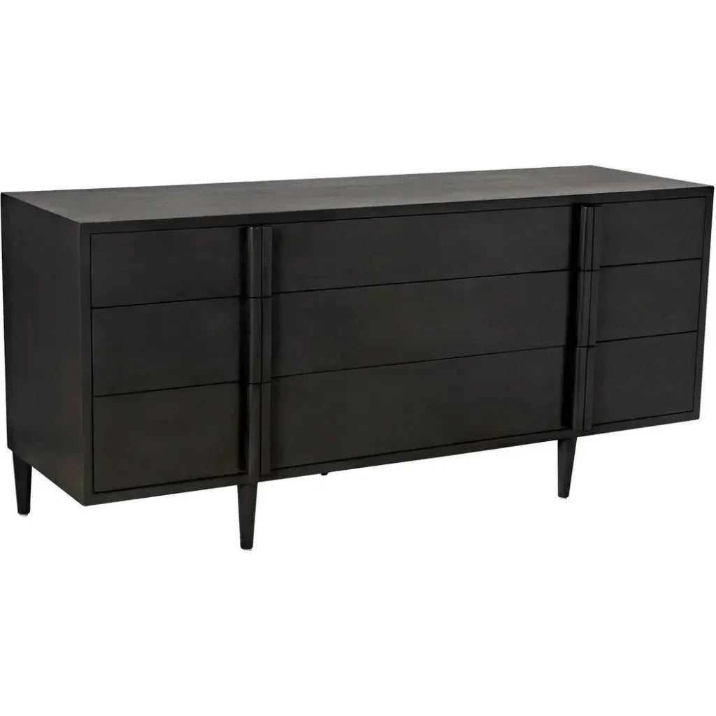 Noir Morten Nine Drawers Wood Dresser