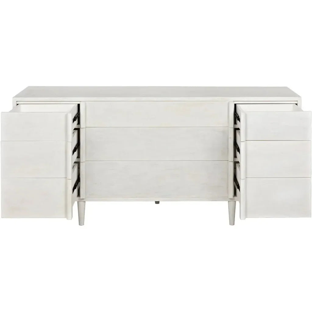 Noir Morten Nine Drawers Wood Dresser