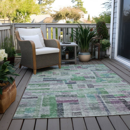 Mosaic Green Washable Indoor - Outdoor Rug - LOOMLAN - LOOMLAN Rugs - Outdoor Rugs