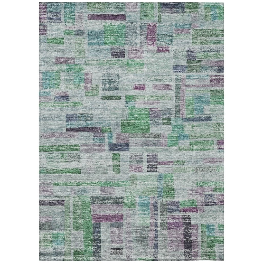 Mosaic Green Washable Indoor - Outdoor Rug - LOOMLAN - LOOMLAN Rugs - Outdoor Rugs