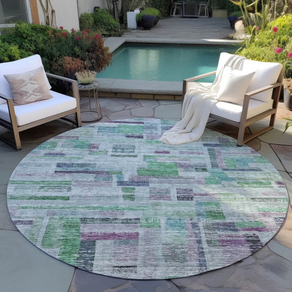 Mosaic Green Washable Indoor - Outdoor Rug - LOOMLAN - LOOMLAN Rugs - Outdoor Rugs