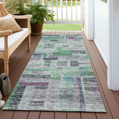 Mosaic Green Washable Indoor - Outdoor Rug - LOOMLAN - LOOMLAN Rugs - Outdoor Rugs