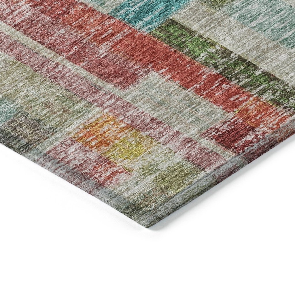 LOOMLAN Rugs Mosaic Orange Washable Indoor-Outdoor Rug
