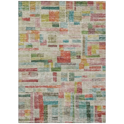 LOOMLAN Rugs Mosaic Orange Washable Indoor-Outdoor Rug