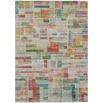 LOOMLAN Rugs Mosaic Orange Washable Indoor-Outdoor Rug