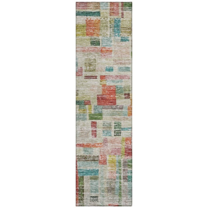 LOOMLAN Rugs Mosaic Orange Washable Indoor-Outdoor Rug