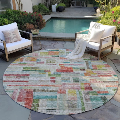 LOOMLAN Rugs Mosaic Orange Washable Indoor-Outdoor Rug