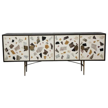 Mosaic Terrazzo and Iron Frame 1 Door Nightstand White Mosaic - Sideboards and Things Accents_Black, Brand_LH Imports, Color_White, Materials_Metal, Materials_Stone, Metal Type_Iron, Nightstands, Stone Type_Terrazzo