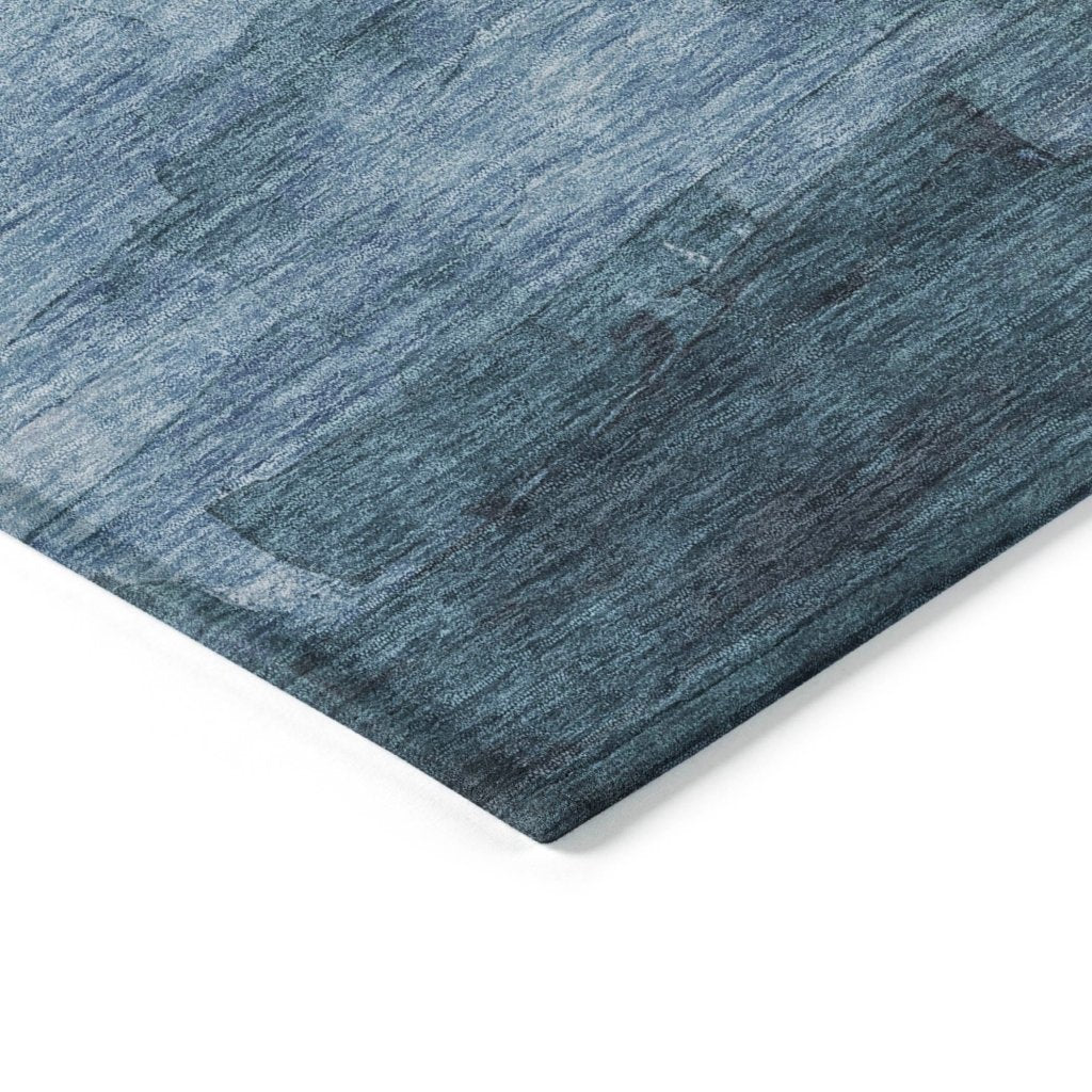 LOOMLAN Rugs Mosselia Blue Washable Indoor-Outdoor Rug