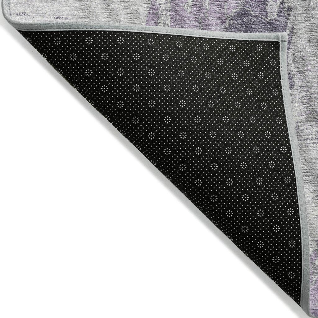 LOOMLAN Rugs Motyfa Purple Washable Indoor-Outdoor Rug