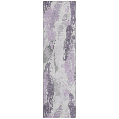 LOOMLAN Rugs Motyfa Purple Washable Indoor-Outdoor Rug