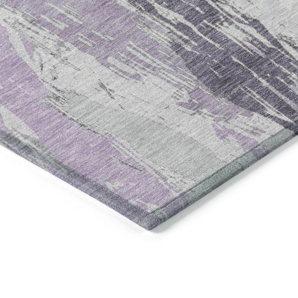 LOOMLAN Rugs Motyfa Purple Washable Indoor-Outdoor Rug