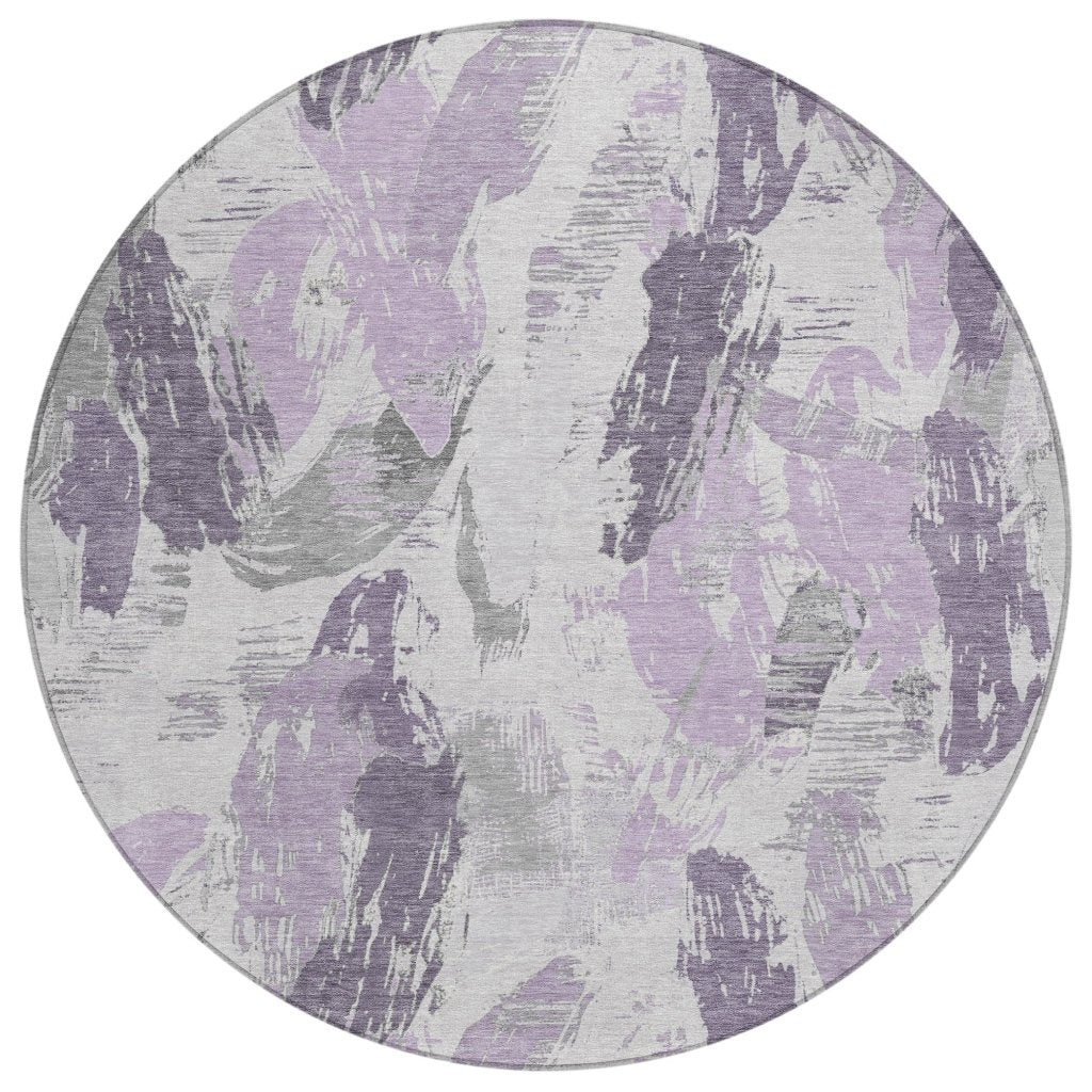 LOOMLAN Rugs Motyfa Purple Washable Indoor-Outdoor Rug