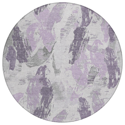 LOOMLAN Rugs Motyfa Purple Washable Indoor-Outdoor Rug