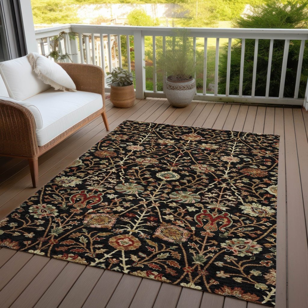 LOOMLAN Rugs Muse Black Washable Indoor-Outdoor Rug