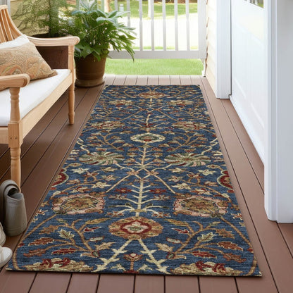 LOOMLAN Rugs Muse Blue Washable Indoor-Outdoor Rug