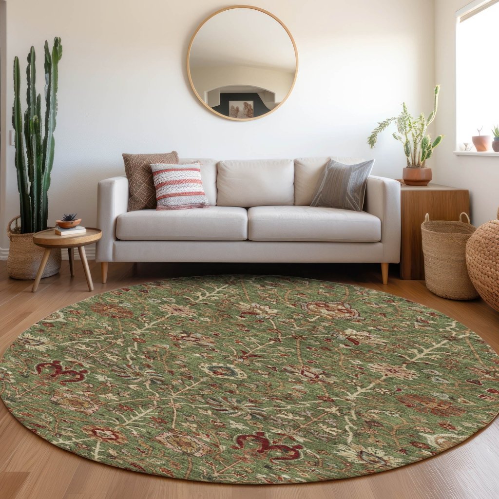 LOOMLAN Rugs Muse Green Washable Indoor-Outdoor Rug
